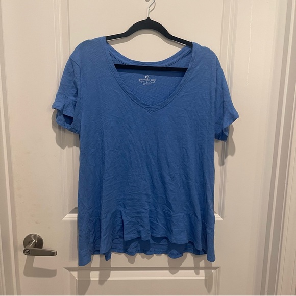 Southern tide preppy royal blue ruffle v neck short sleeve top size L - Picture 1 of 6